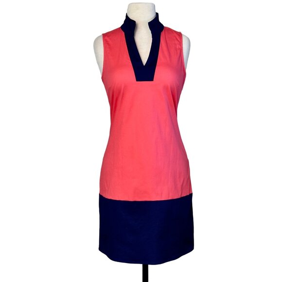 Sail to Sable Navy Coral Colorblock Sleeveles Above-Knee Sheath Dress $238 Sz XS - Picture 1 of 9